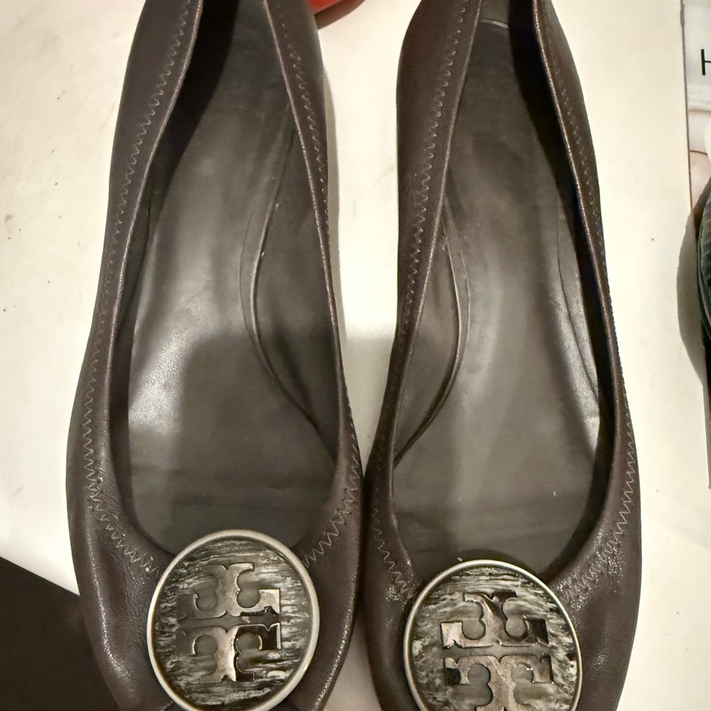 Tory Burch Dark Brown Leather Flats